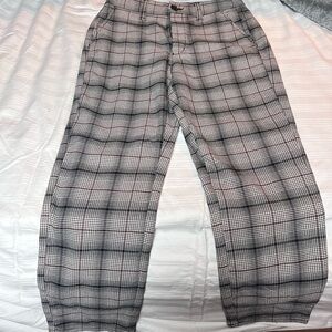 American Eagle Outfitters Black and Gray Plaid Trousers